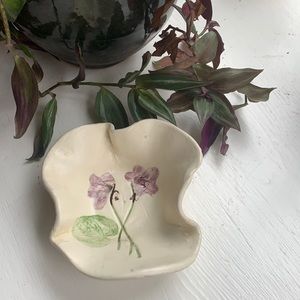 Handmade bowl with violet flowers etched.